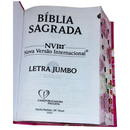 Bíblia Rosa Geométrica Letra Jumbo Capa Dura Com Índice Feminina Nvi