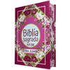 Bíblia Rosa Geométrica Letra Jumbo Capa Dura Com Índice Feminina Nvi
