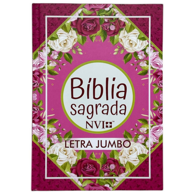 Bíblia Rosa Geométrica Letra Jumbo Capa Dura Com Índice Feminina Nvi