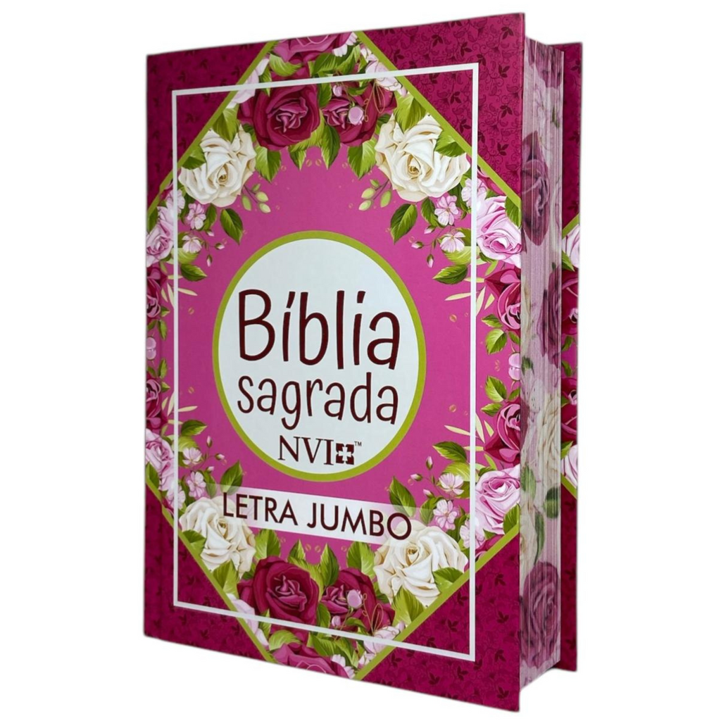 Bíblia Rosa Geométrica Letra Jumbo Capa Dura Feminina Nvi