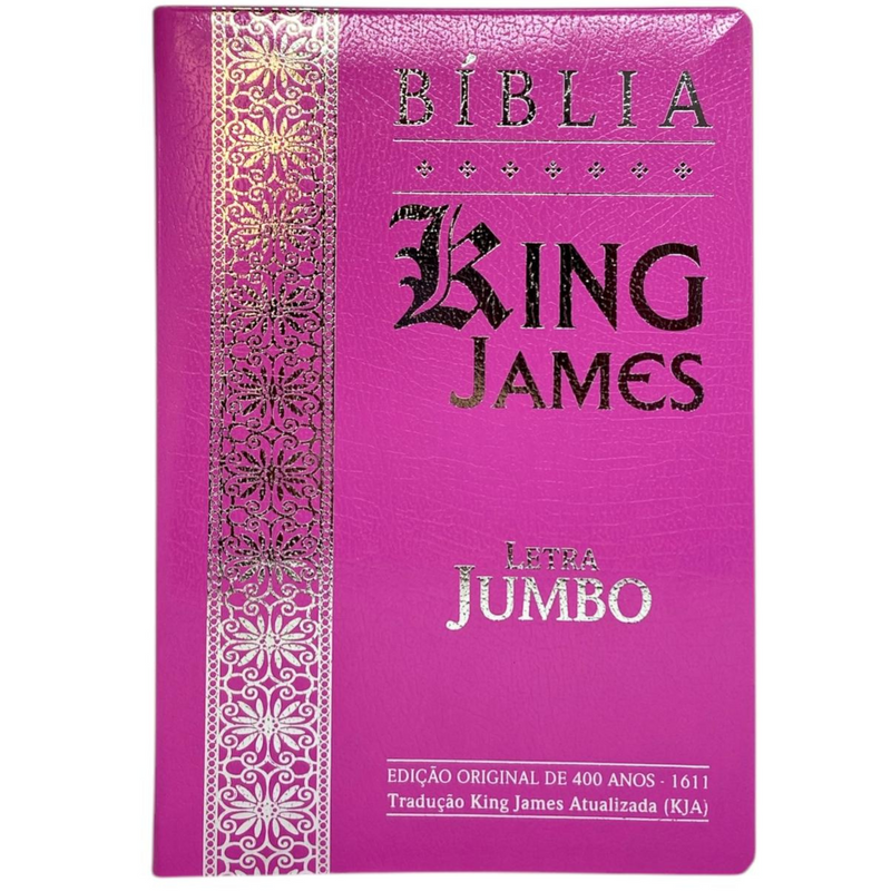 Bíblia Cor Pink Letra Jumbo Capa Coverbook Flexível Feminina King James 1611
