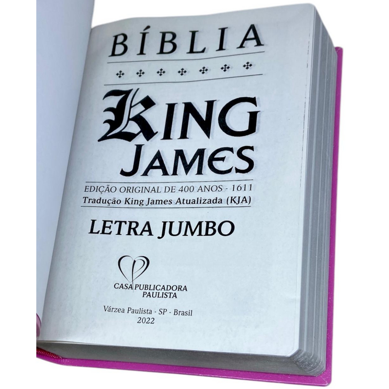 Bíblia Cor Pink Letra Jumbo Capa Coverbook Flexível Feminina King James 1611