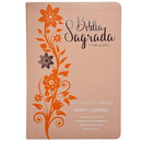 Bíblia Ramos Rose e Laranja Letra Gigante Capa Flexível Luxo Pu Com Harpa e Índice Feminina Arc