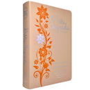 Bíblia Ramos Rose e Laranja Letra Gigante Capa Flexível Luxo Pu Com Harpa Feminina Arc