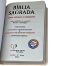 Bíblia Ramos Rose e Laranja Letra Gigante Capa Flexível Luxo Pu Com Harpa Feminina Arc