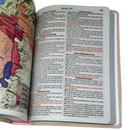 Bíblia Ramos Rose e Laranja Letra Gigante Capa Flexível Luxo Pu Com Harpa Feminina Arc