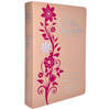 Bíblia Ramos Rose e Pink Letra Gigante Capa Flexível Luxo Pu Com Harpa Feminina Arc