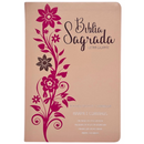 Bíblia Ramos Rose e Pink Letra Gigante Capa Flexível Luxo Pu Com Harpa Feminina Arc