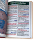 Bíblia Ramos Rose e Lilás Letra Gigante Capa Flexível Luxo Pu Com Harpa e Índice Feminina Arc