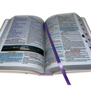 Bíblia Ramos Rose e Lilás Letra Gigante Capa Flexível Luxo Pu Com Harpa e Índice Feminina Arc