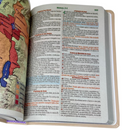 Bíblia Ramos Rose e Lilás Letra Gigante Capa Flexível Luxo Pu Com Harpa Feminina Arc