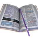 Bíblia Ramos Rose e Lilás Letra Gigante Capa Flexível Luxo Pu Com Harpa Feminina Arc