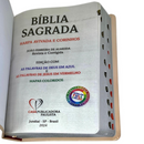 Bíblia Ramos Rose e Pink Letra Gigante Capa Flexível Luxo Pu Com Harpa e Índice Feminina Arc