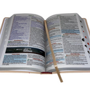 Bíblia Ramos Rose e Pink Letra Gigante Capa Flexível Luxo Pu Com Harpa e Índice Feminina Arc