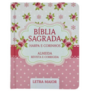 Bíblia Scrap Book Letra Grande Capa Dura Com Harpa e Índice Feminina Arc