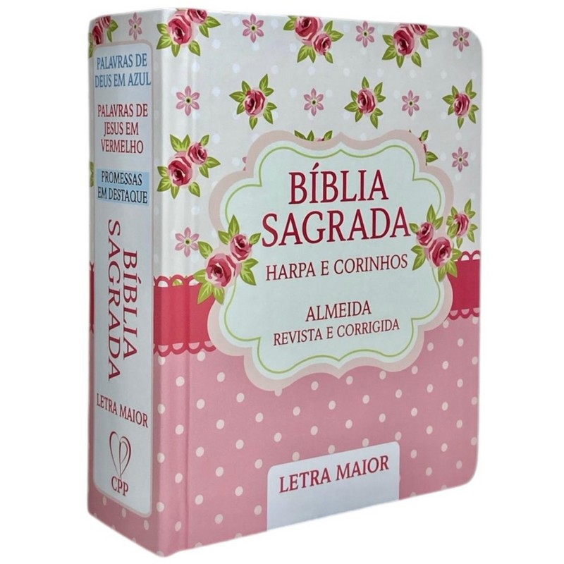 Bíblia Scrap Book Letra Grande Capa Dura Com Harpa e Índice Feminina Arc