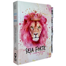 Bíblia Leão Seja Forte e Corajosa Cor Branca Letra Gigante Capa Dura Com Harpa E Abas Feminina Arc