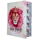 Bíblia Leão Seja Forte e Corajosa Cor Branca Letra Gigante Capa Dura Com Harpa E Abas Feminina Arc