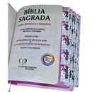 Bíblia Leão Seja Forte e Corajosa Cor Branca Letra Gigante Capa Dura Com Harpa E Abas Coladas Feminina Arc