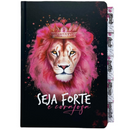 Bíblia Leão Seja Forte e Corajosa Cor Preta Letra Gigante Capa Dura Com Harpa E Abas Feminina Arc