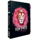 Bíblia Leão Seja Forte e Corajosa Cor Preta Letra Gigante Capa Dura Com Harpa E Abas Coladas Feminina Arc