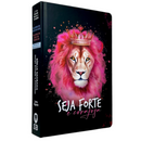 Bíblia Leão Seja Forte e Corajosa Cor Preta Letra Gigante Capa Dura Com Harpa Feminina Arc