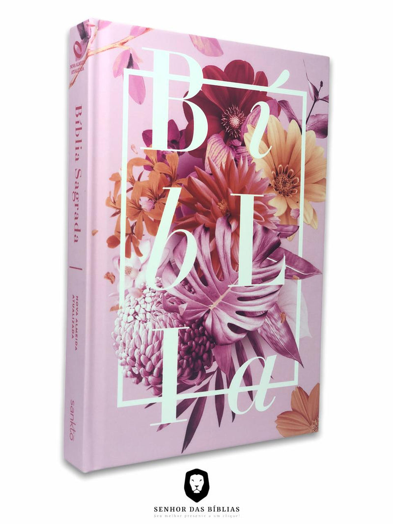 Bíblia Sagrada Feminina Letra Normal Linguagem NAA Capa Dura Buquê Rosa - Nova Almeida Atualizada