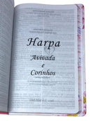 Bíblia Leão Flores Rosa Letra Gigante Capa Dura Com Harpa E Índice Feminina Arc
