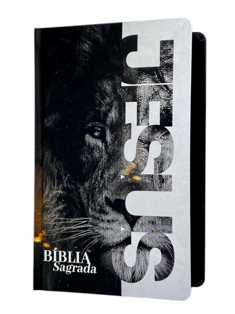 Bíblia Leão Jesus Letra Gigante Capa Dura Com Harpa e Índice Masculina Arc