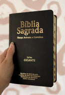 Kit 20 Bíblias Evangélicas Letra Gigante Capa Semiflexível ARC Com Harpa e Índice Lilás e Preta
