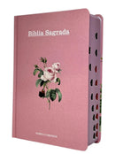 Kit 2 Bíblias Feminina Sagrada Capa Dura Letra Gigante e Hipergigante Harpa ARC Flor Rosa e Coração