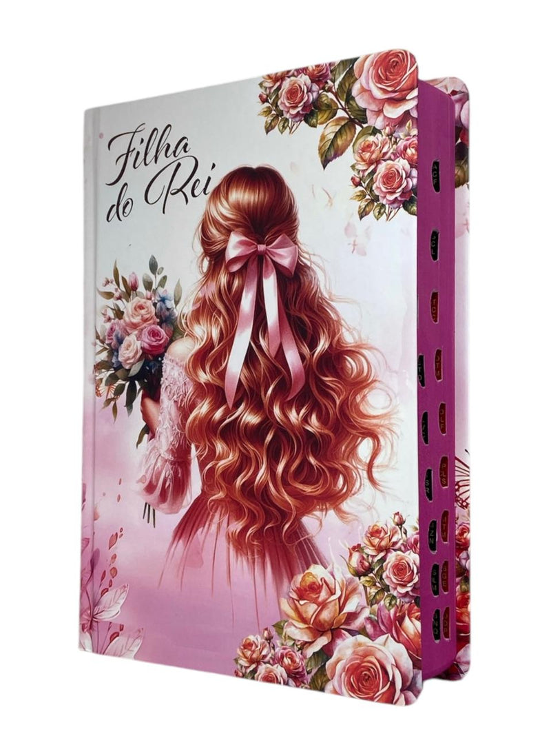 Bíblia Filha Do Rei Letra Gigante Capa Dura Com Harpa E Índice Feminina Arc