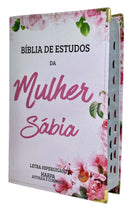 Bíblia Da Mulher Sábia Rosa  De Estudo Letra Hipergigante Capa Flexível Com Harpa e Índice Feminina Arc