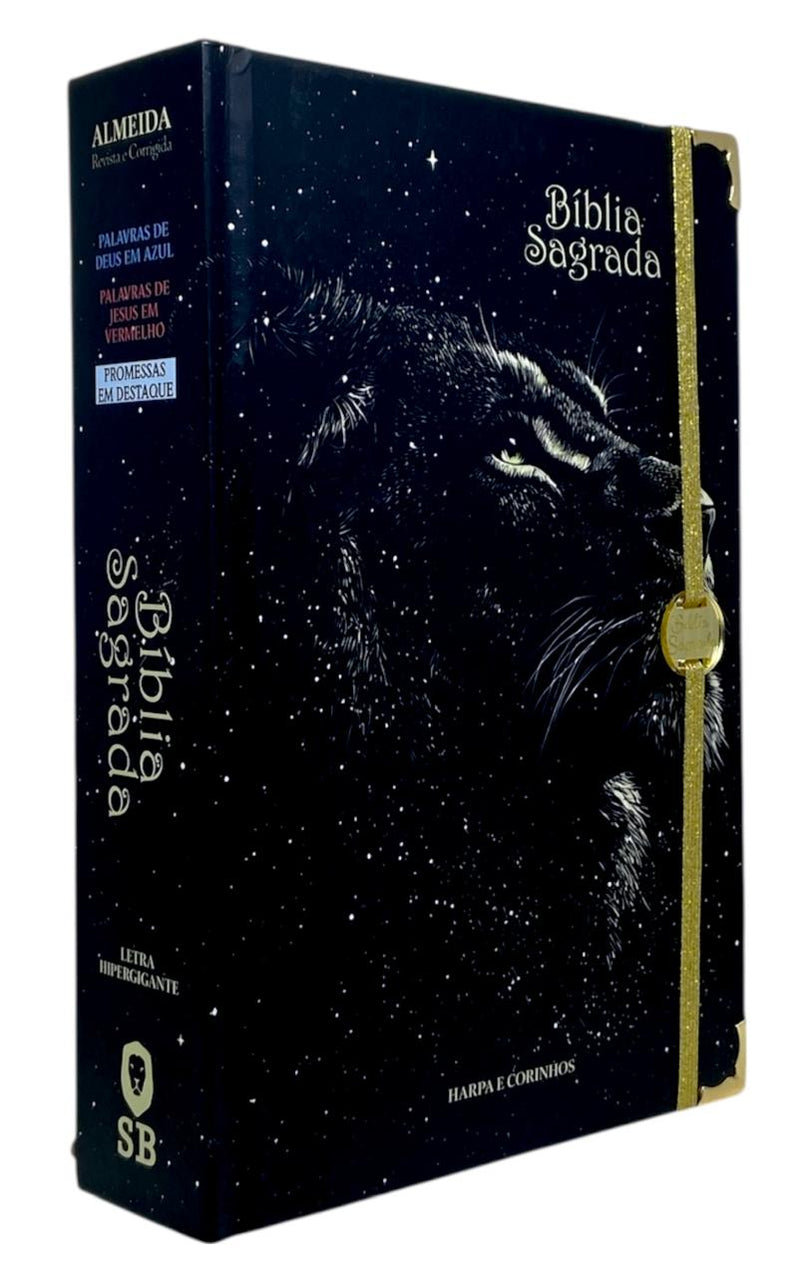 Bíblia Sagrada Letra Hipergigante Capa Dura Leão Universo Com Harpa e Índice ARC