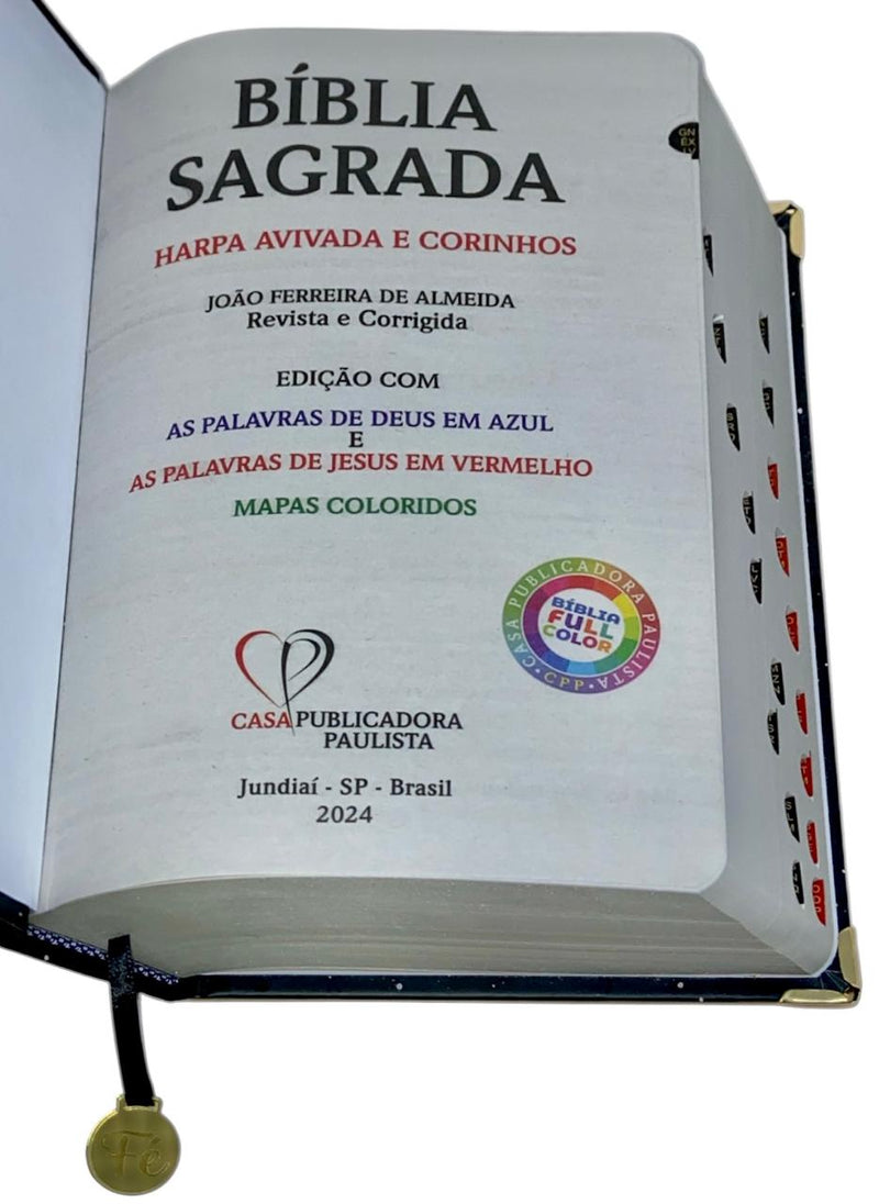Bíblia Sagrada Letra Hipergigante Capa Dura Leão Universo Com Harpa e Índice ARC