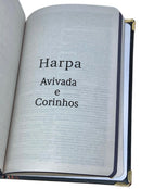 Bíblia Capa Dura Com Elástico Dourado e Medalhão Letra Gigante Arc - Leão Jardim