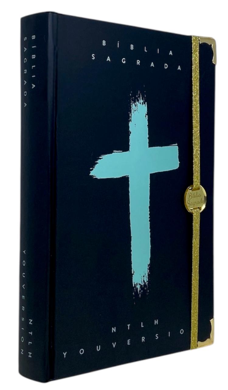 Bíblia Cruz Menta Letra Grande Capa Dura Com Elastico Feminina e Masculina  NTLH - SKT