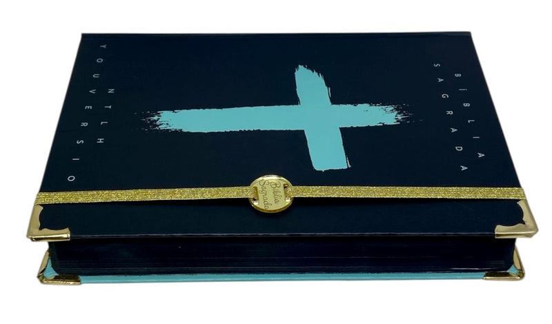 Bíblia Cruz Menta Letra Grande Capa Dura Com Elastico Feminina e Masculina  NTLH - SKT