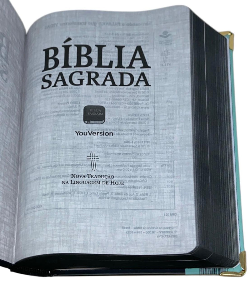 Bíblia Cruz Menta Letra Grande Capa Dura Com Elastico Feminina e Masculina  NTLH - SKT