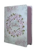 Bíblia Letra Comum Flores Branca Tijolinho Com Harpa Avivada e Corinhos