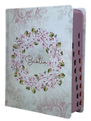 Bíblia Letra Grande Tijolinho Flores Brancas Com Índice NVA - SB