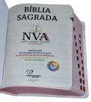 Bíblia Letra Grande Tijolinho Flores Brancas Com Índice NVA - SB