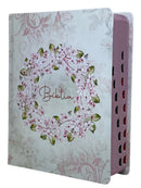 Kit 2 Bíblias Sagradas Tijolinho Floral Edição Promessas Letra Grande Para Bolsa NVA Com Índice