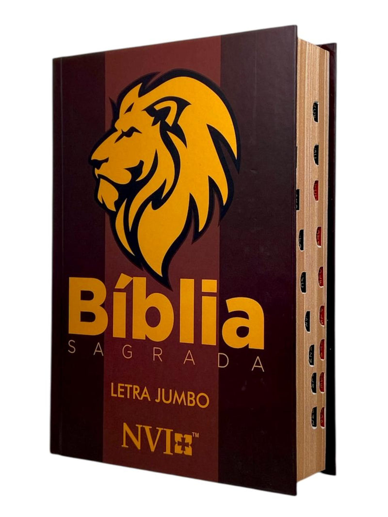 Bíblia Sagrada Leão Figura Letra Jumbo Capa Dura Com Índice Lateral  - NVI