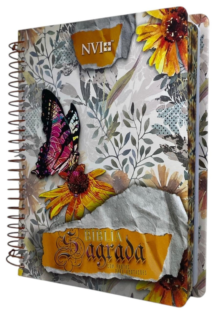 Bíblia Feminina Anote Espiral Floral Abstrato Linguagem Nvi E Espaço Para Anotações  Letra Normal