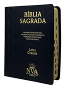 Bíblia Letra Grande Tijolinho NVA Capa Pu Luxo Preta Com Índice - Full Color
