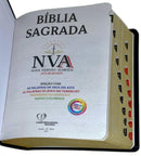 Bíblia Letra Grande Tijolinho NVA Capa Pu Luxo Preta Com Índice - Full Color