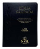 Bíblia Letra Grande Tijolinho NVA Capa Pu Luxo Preta Com Índice - Full Color