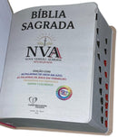 Bíblia Letra Grande Tijolinho NVA Capa  Pu Luxo Rosé Com Índice - Full Color