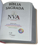 Bíblia Letra Grande Tijolinho NVA Capa  Pu Luxo Rosé - Full Color